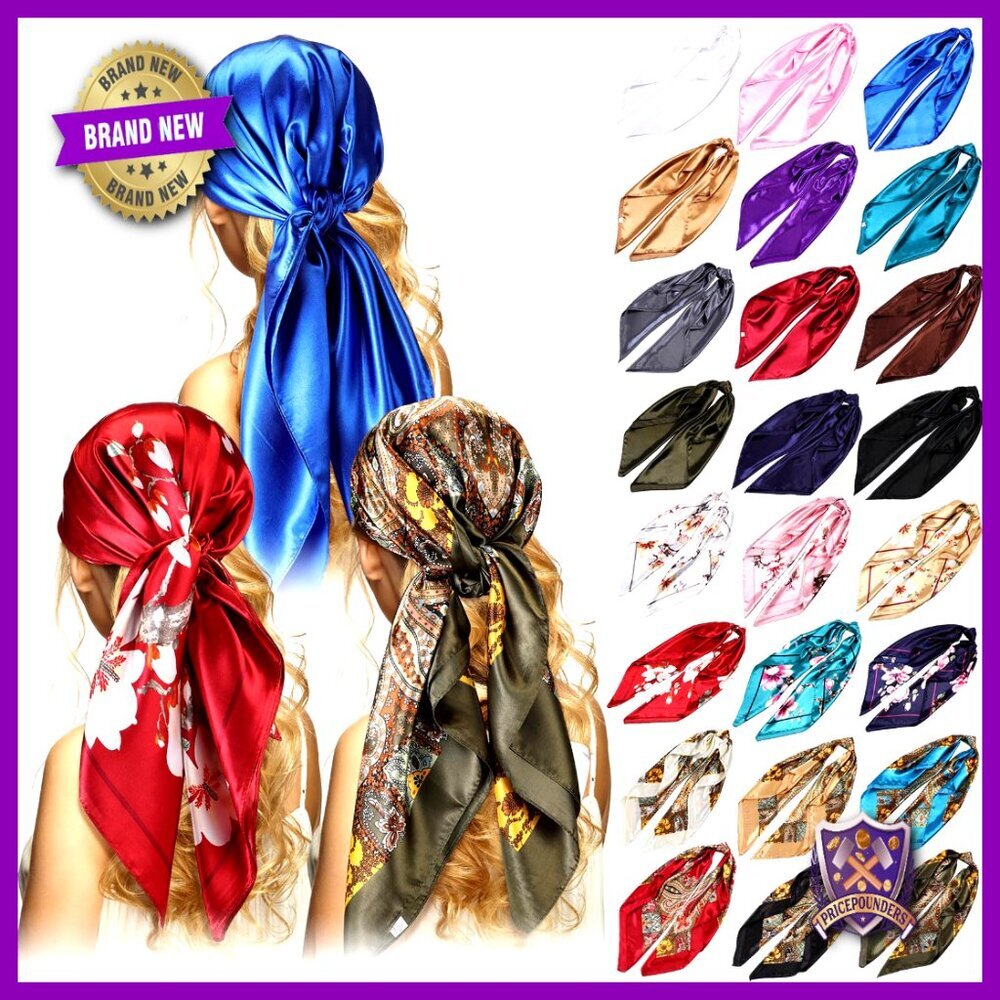 Silk Head Scarf Large Square Neck Scarf Sleeping Hair Wrapping Satin Scarves